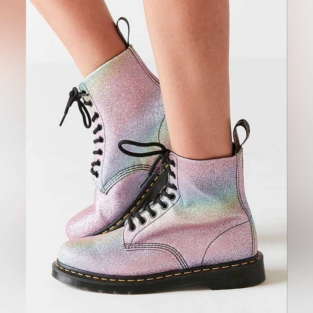 Dr. Martens 1460 Pascal Rainbow Glitter Boot Size 6